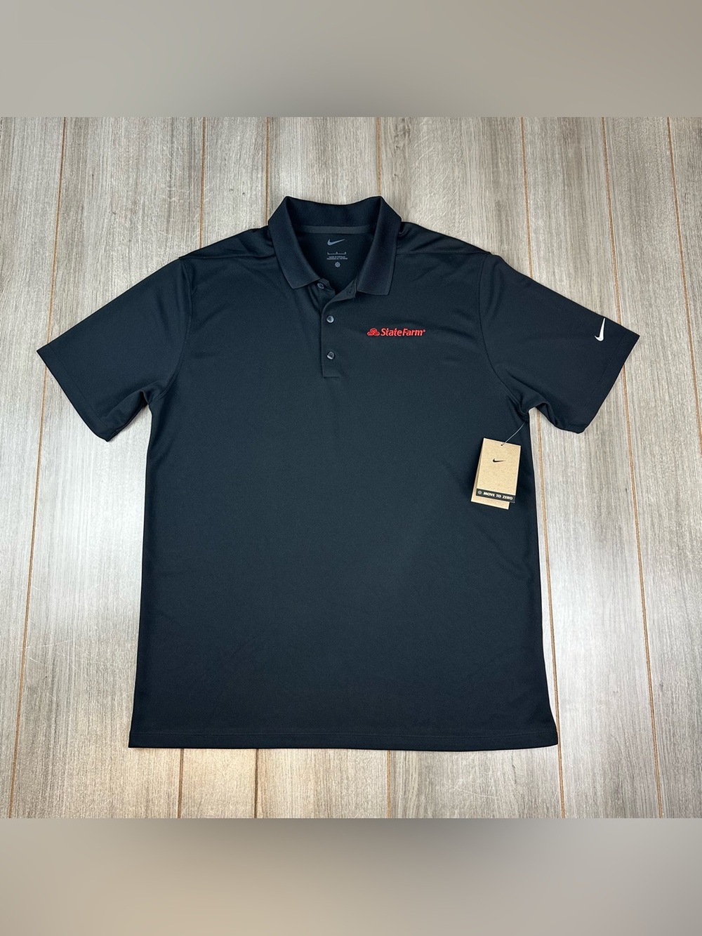 Nike Golf Polo Shirt State Farm Employee Uniform Mens L Black NEW
